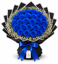 Blaue Echte-Rosen mit Schleierkraut – Premium Rosenstrauß | 25–100 Rosen